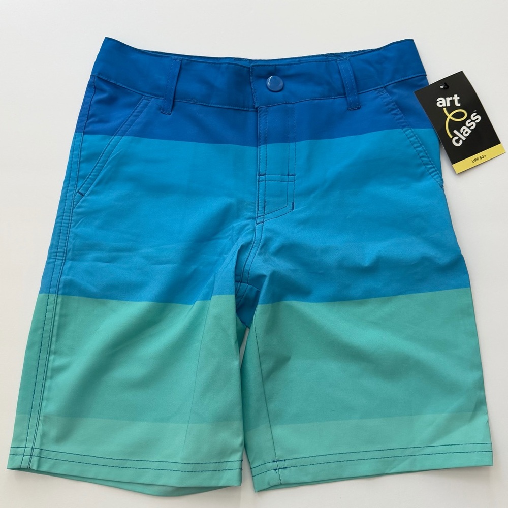 Art Class Target Blue Striped Adjustable Swim Suit Bottoms Shorts Boys size 8